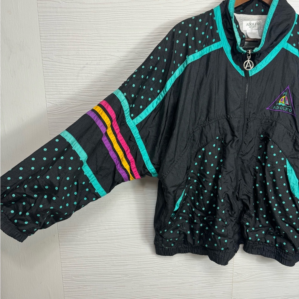 Vintage Adolfo Sport Women’s Windbreaker Jacket Large 90’s Neon Purple Full Zip - Picture 5 of 9